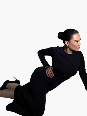 Dar Kesim Siyah Basic Elbise