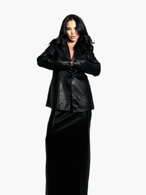 Oversize Siyah Deri Takım