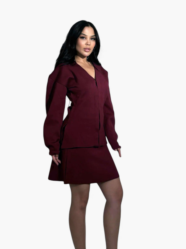 Bordo Üst Alt Uzun Kollu Takım